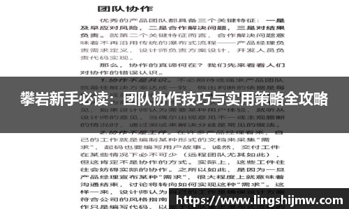 攀岩新手必读：团队协作技巧与实用策略全攻略